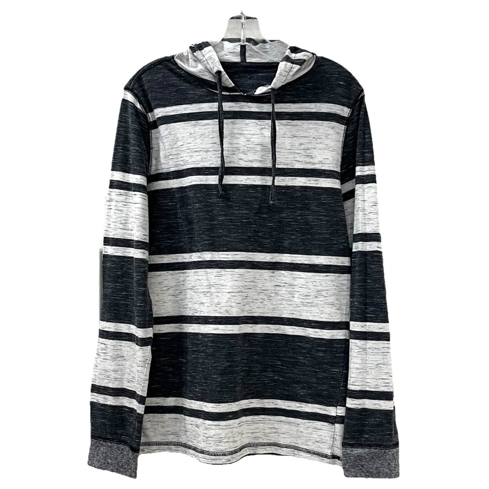 Carbon Women's Hoodie L Gray White Heather Striped Functional Drawstring Sports